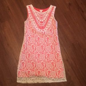 Lace A-line dress in coral size S